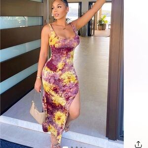 Elegant Tie-Dye Maxi Dress - Med